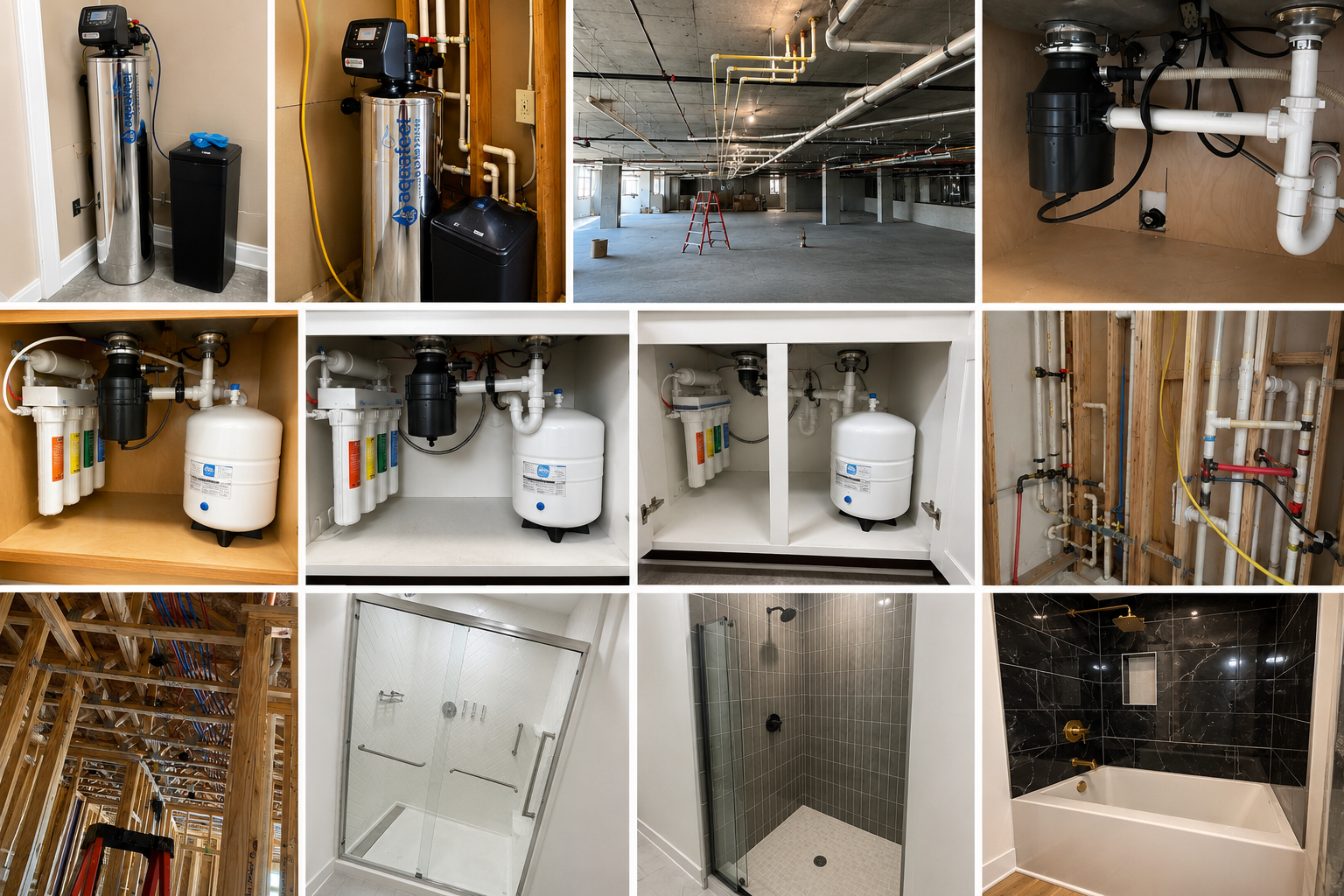 Collage of professional plumbing work
