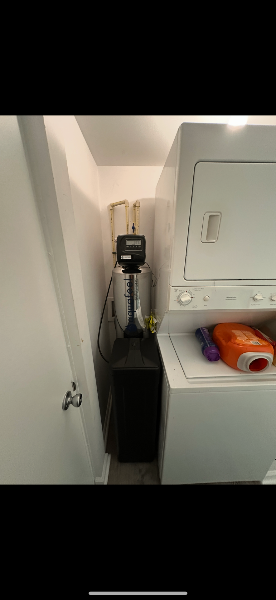 Water softener in utility closet